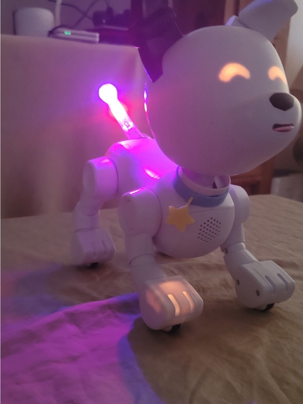 Interactive Light-Up Robot Puppy Toy - White